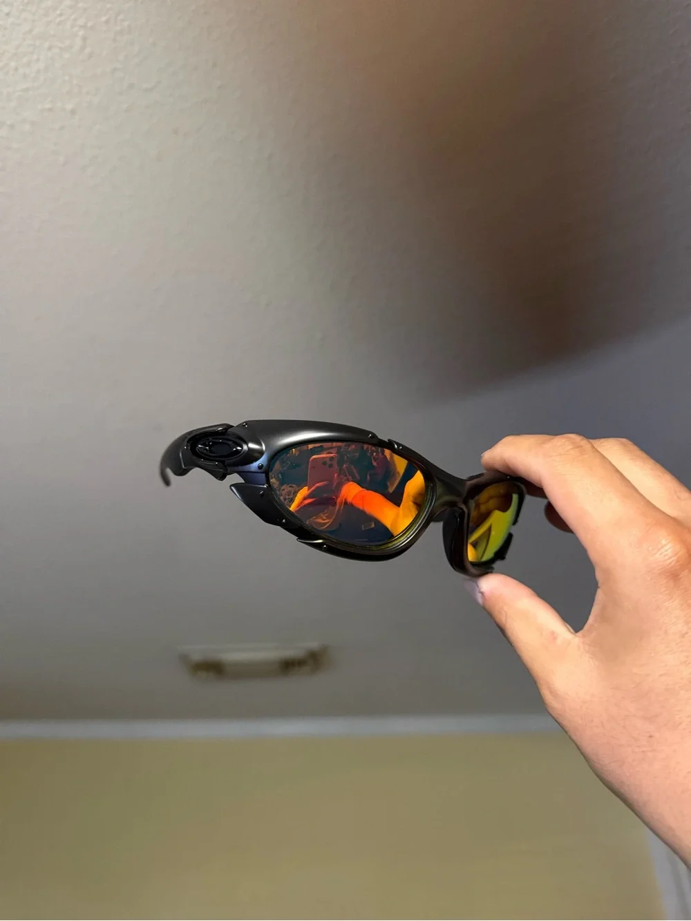 Oakley Gascan Style Wrap Sunglasses - Black Frame with Orange Mirror Lenses